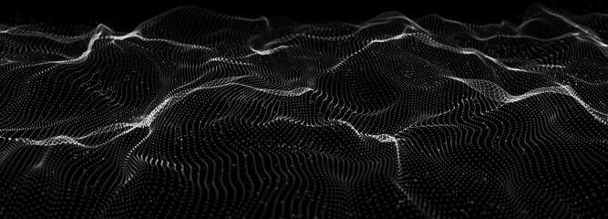 Data technology background. Plexus. Big data background. Connecting dots and lines on dark background. 3D rendering. - obrazy, fototapety, plakaty