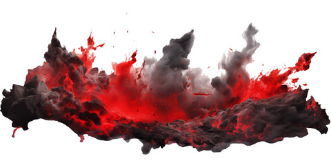 Explosion border with dark smoke, red lava and rock. Generative AI