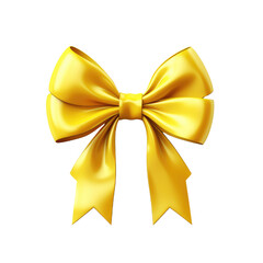 Gold bow isolated on transparent background.