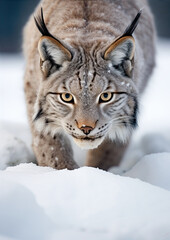 Obraz premium A lonely lynx in the winter forest