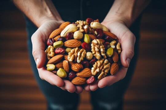Healthy food: Handful of Mixed Nuts and Dried Fruits