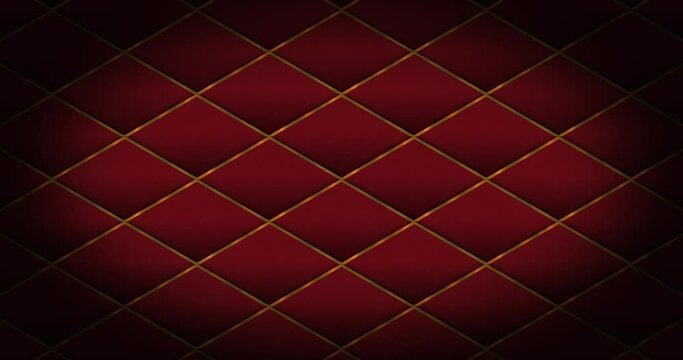 Abstract luxury four corner polygon rhombus grid gradient of red color in seamless loop pattern animation moving from down to up. rhombus golden frame pattern grid award and luxury background.