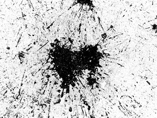 Abstract black grunge distressed background. Black color stains texture with copy space. Splash paint wallpaper.