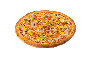 Delicious pizza on a white background. Isolated.