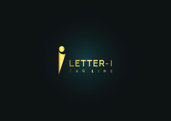 Luxury I letter logo sign vector design. Elegant linear monogram - obrazy, fototapety, plakaty