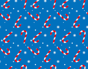 Seamless Christmas pattern with candies and snow