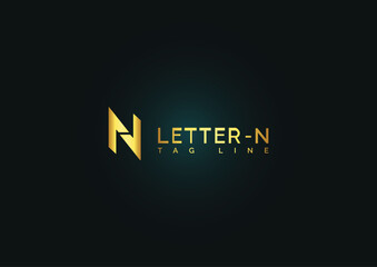 Luxury N letter logo sign vector design. Elegant linear monogram