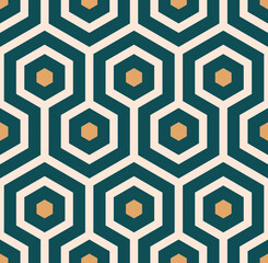 Art Deco meandering hexagons emerald green pattern