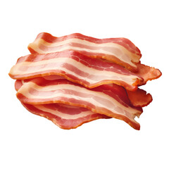 Obraz premium Cooked bacon slices isolated on transparent background
