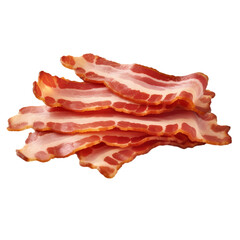 Obraz premium Cooked bacon slices isolated on transparent background