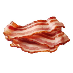 Obraz premium Cooked bacon slices isolated on transparent background