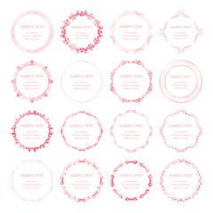 素材_フレームのセット_春をイメージしたピンクの飾り枠。シンプルで高級感のある囲みのデザイン