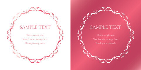 素材_フレームのセット_春をイメージしたピンクの飾り枠。シンプルで高級感のある囲みのデザイン
