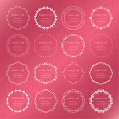 素材_フレームのセット_春をイメージしたピンクの飾り枠。シンプルで高級感のある囲みのデザイン