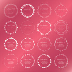 素材_フレームのセット_春をイメージしたピンクの飾り枠。シンプルで高級感のある囲みのデザイン