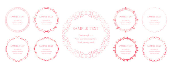 素材_フレームのセット_春をイメージしたピンクの飾り枠。シンプルで高級感のある囲みのデザイン