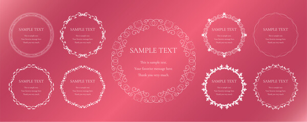 素材_フレームのセット_春をイメージしたピンクの飾り枠。シンプルで高級感のある囲みのデザイン