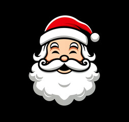 Merry Christmas Santa Claus logo design, vector isolated on black background