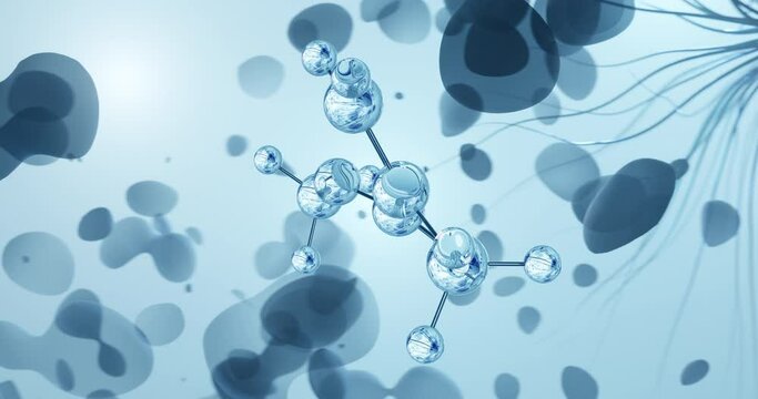 Methyl methacrylate rotating molecular 3d structure ball-and-stick model, looped video methyl esters
