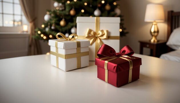 Lovely Christmas background with gifts and decorations