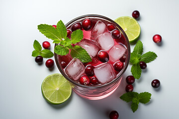 Christmas Moscow Mule cocktail with cranberries and lime