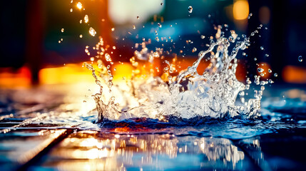 Close up of water splashing on the surface of body of water.