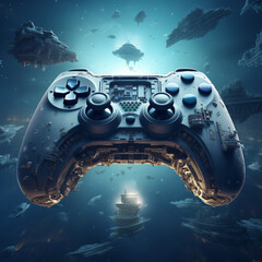 Scifi gamepad game controller futuristic illustration