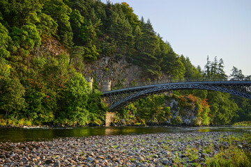 Craigellachie Bridge over the river Spey in the Speyside in Scotland. It was designed by Thomas...