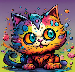 Fototapeta premium Festive cheerful cat for design, funny children's illustration, vector illustration,