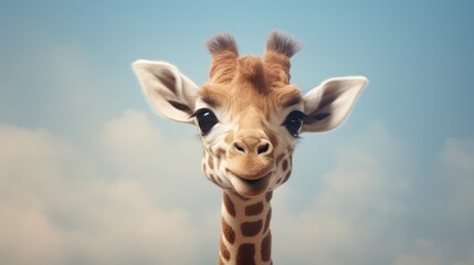 Obraz premium a close up of a giraffe's head and a giraffe's head and a giraffe's head and a giraffe's head.