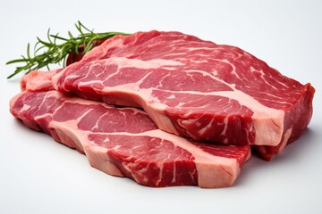 Fresh raw beef captured in isolation against a white background for clarity