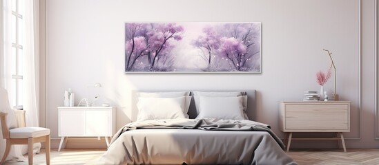 Bedroom with a blurred background and a tabletop