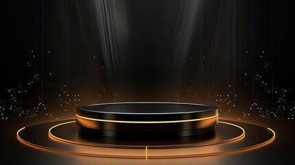 Black and gold podium with light effect
