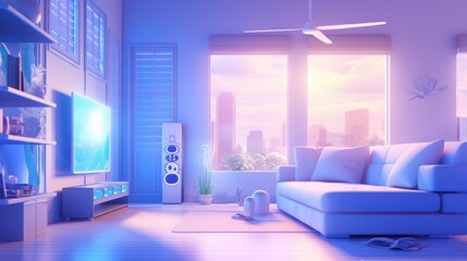 A smart air conditioner with customizable settings, providing cool relief on a hot summer day.