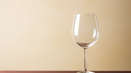 a empty wine glass tan background 