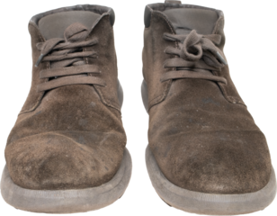 Old Brown Suede Boots Isolated on Transparent