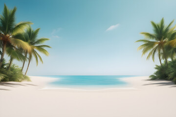 Fototapeta na wymiar paradise concept, tropical island with white sand, sea and palm trees
