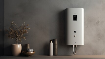 A smart water heater with programmable settings for energy-efficient hot water supply.