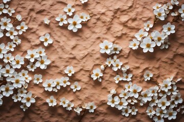 Obraz na płótnie Canvas Blossoms representation on light substantial grit wall
