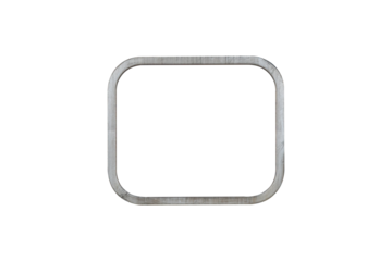 Square metal frame of transport window with rounded edges is isolated on transparent background.