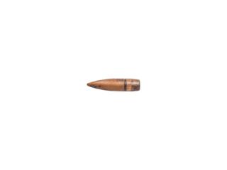 Firearms bullet 7,62 mm caliber is isolated on transparent background. 