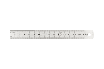 Metal steel ruler is isolated on transparent background.