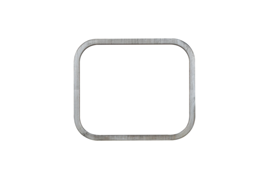Square metal frame of transport window with rounded edges is isolated on transparent background.