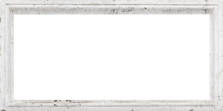 Decorative monumental rectangular concrete frame with transparent peeling paint with free white space in the center.