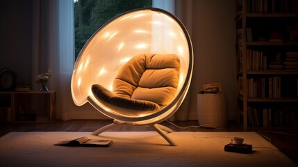 A stylish and energy-efficient LED lamp illuminating a cozy reading nook with warm light.