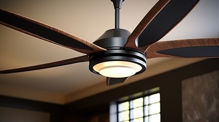 A stylish and modern ceiling fan with adjustable settings for personalized comfort. - obrazy, fototapety, plakaty