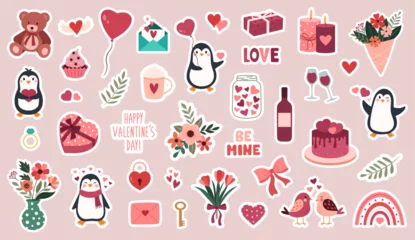 Foto op Plexiglas Big set of stickers for Valentine's day © Myurenn