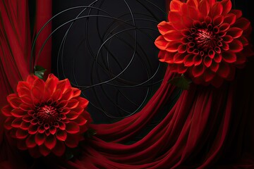 Maternity backdrop, wedding backdrop, photography background, maternity props, Light hoop weaved red dahlias, elegant wall background, flowing satin drape, backdrop, giant flowers,  floral hoop,