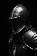 Black and white photography of a dark knight, generated with AI	
