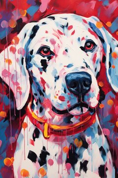 A dalmatian dog lover for valentines day, impressionism, bold brushstrokes, artwork design graphic, digital art, generated with AI